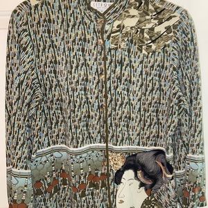 Santa Monica Green Silk Geisha Blouse - M